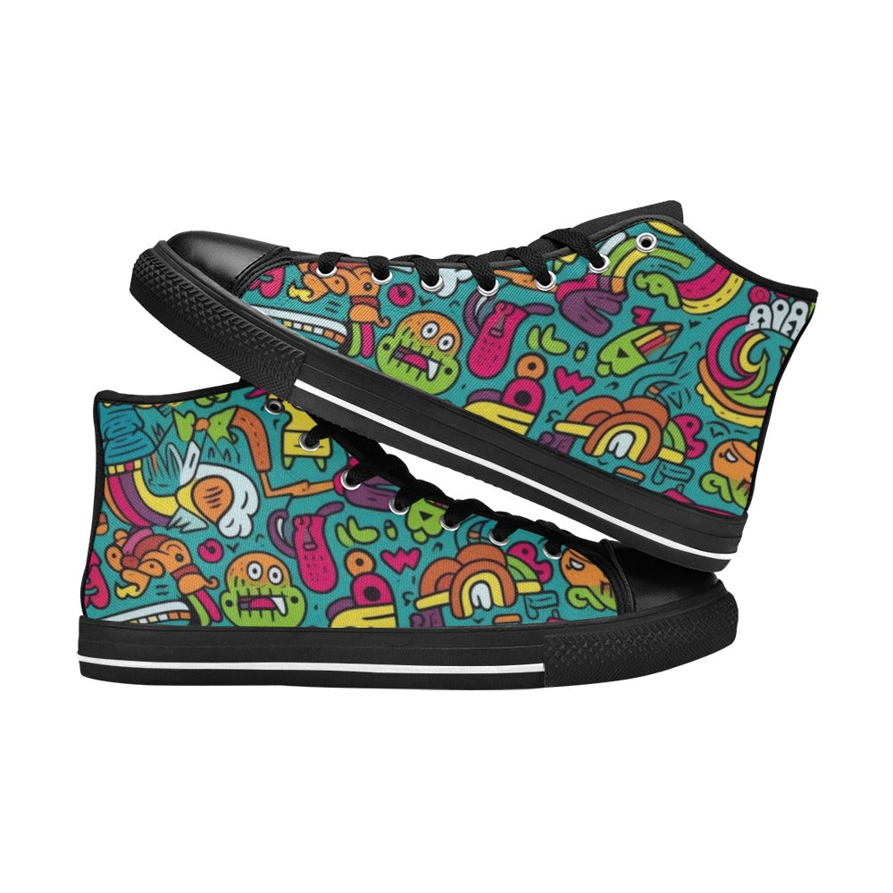 Crazy Characters - Kids High Top Canvas Shoes