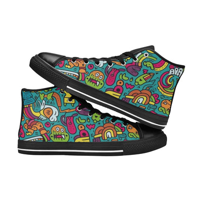 Crazy Characters - Kids High Top Canvas Shoes