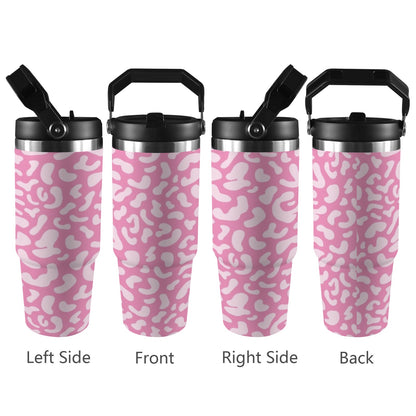 Pink Leopard - 30oz Tumbler with Top Handle