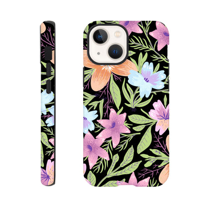 Black Floral - Phone Tough Case iPhone 13 Mini Phone Case Globally Fulfilled