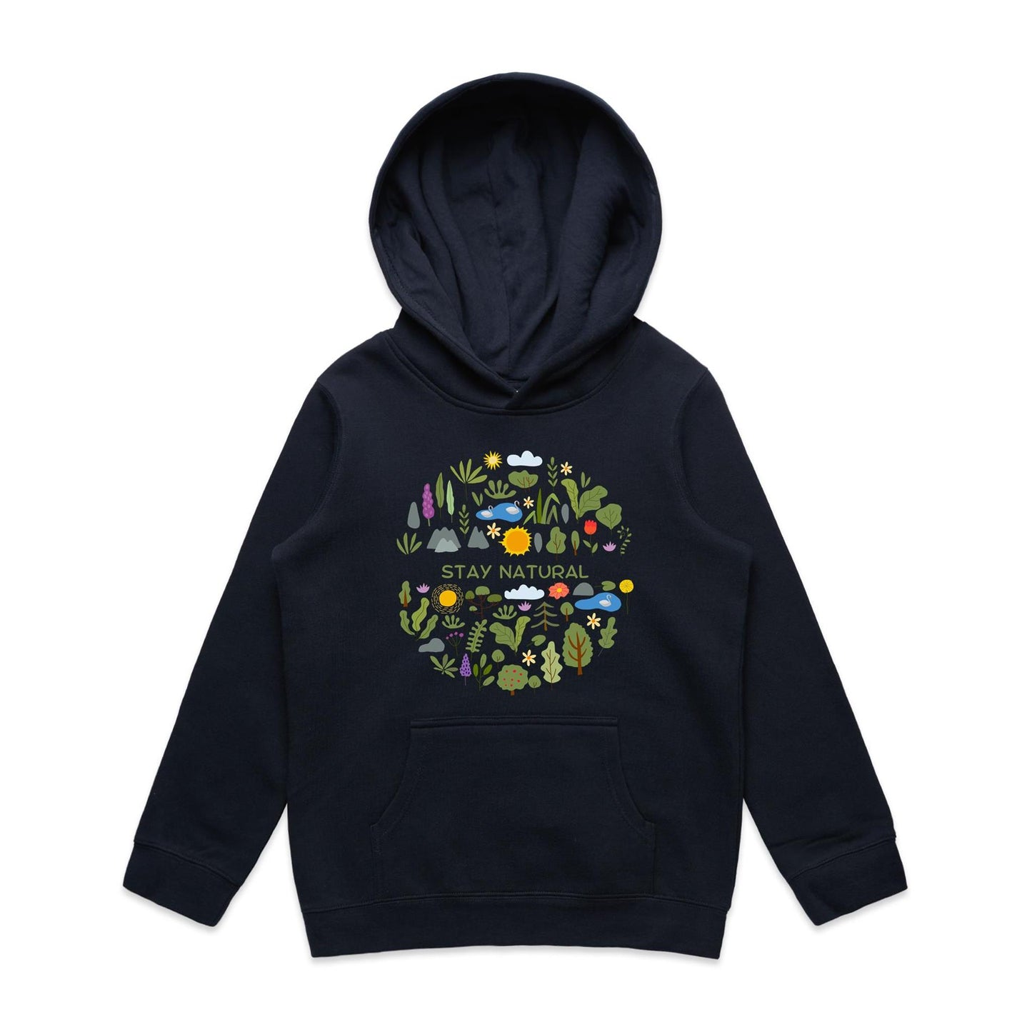 Stay Natural - Youth Supply Hood Navy Kids Hoodie Plants