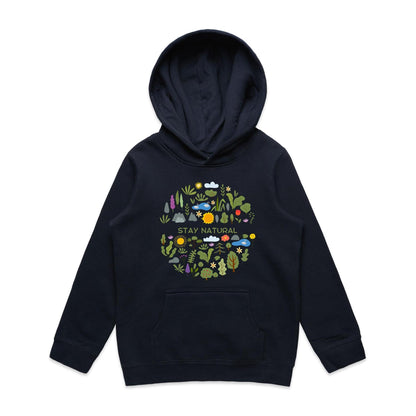 Stay Natural - Youth Supply Hood Navy Kids Hoodie Plants