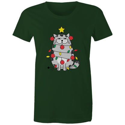 Cat Christmas Lights - Womens T-shirt