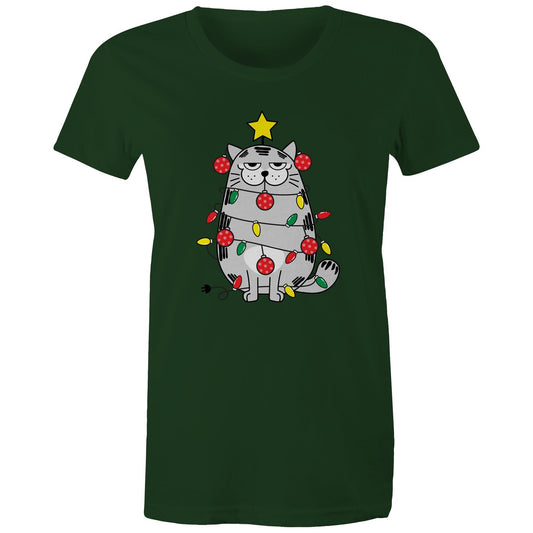 Cat Christmas Lights - Womens T-shirt