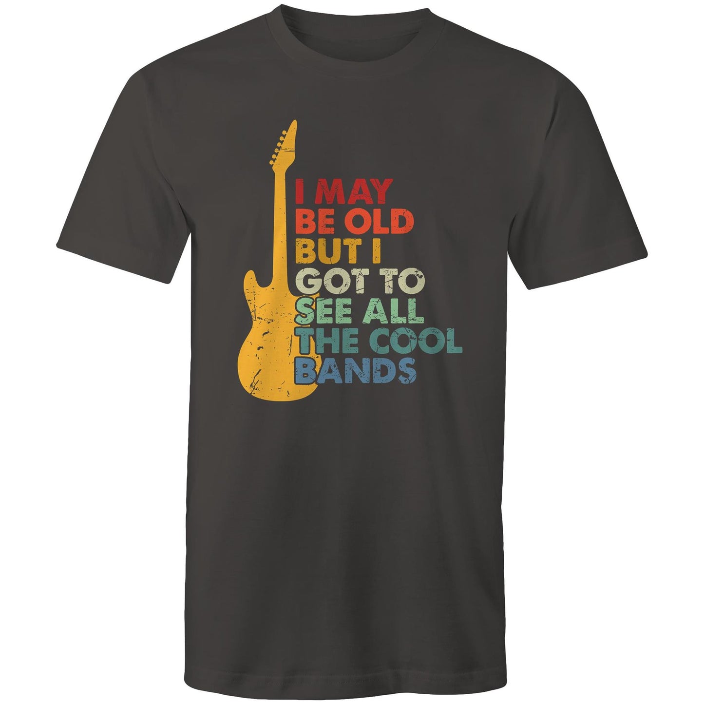 I May Be Old But I Got To See All The Cool Bands - Mens T-Shirt Charcoal Mens T-shirt Funny Music Printed In Australia