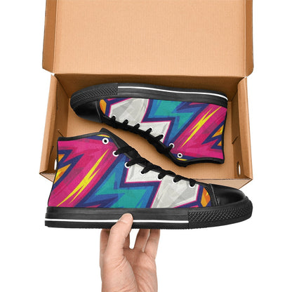 Abstract Bright - Men's High Top Canvas Shoes