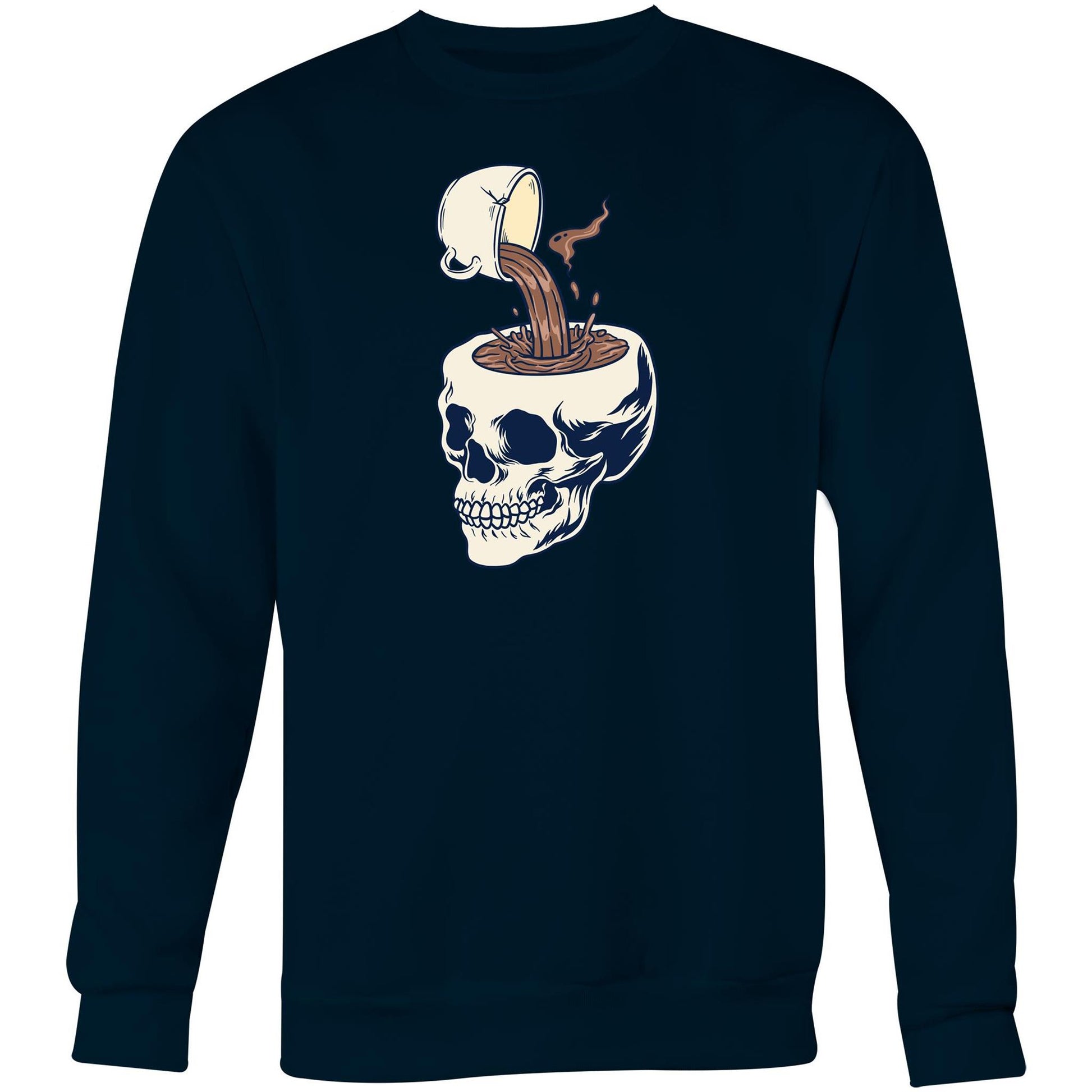 Coffee Skull - Crew Sweatshirt Navy Sweatshirt Coffee