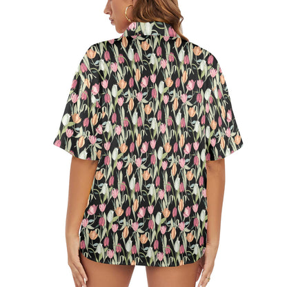 Tulips Pattern - Womens Hawaiian Shirt