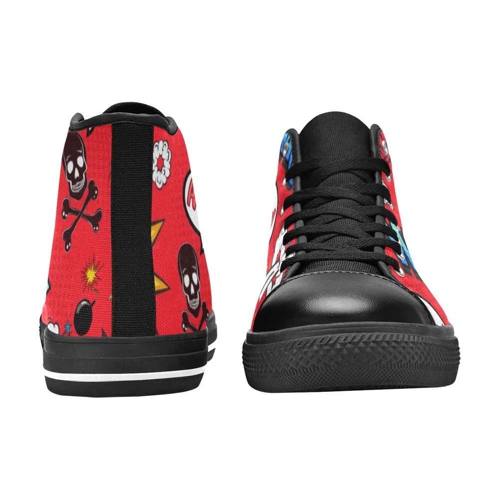 Comic Book Red - Women's High Top Canvas Shoes