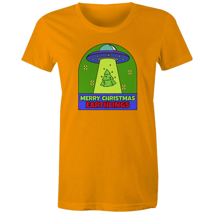 Merry Christmas Earthlings, UFO - Womens T-shirt