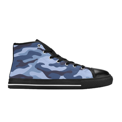 Blue Camouflage - Men's High Top Canvas Shoes