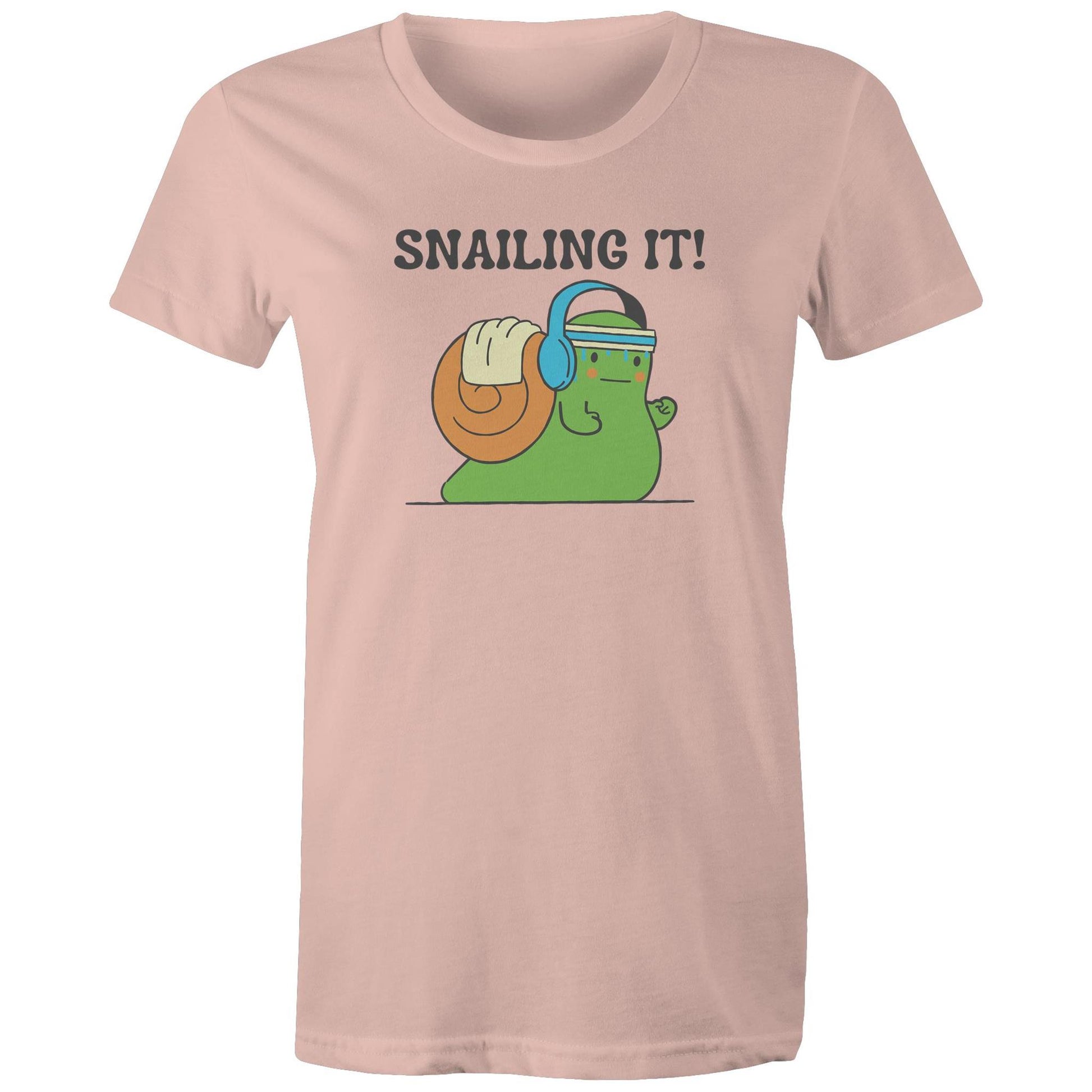 Snailing It - Womens T-shirt Pale Pink Womens T-shirt Fitness Printed In Australia