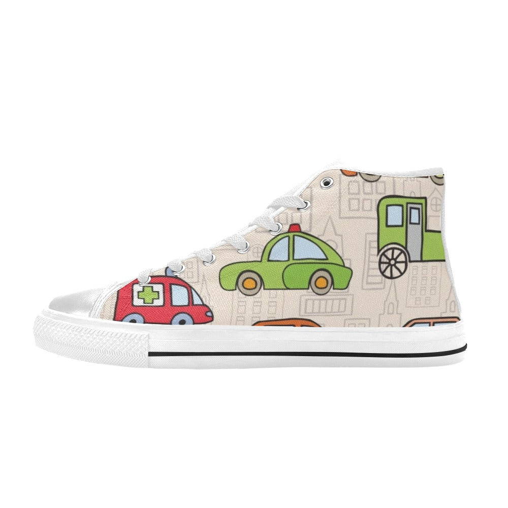 Kids Cars - Kids High Top Canvas Shoes