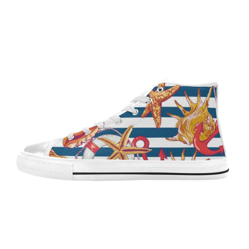 Nautical Life - Women's High Top Canvas Shoes