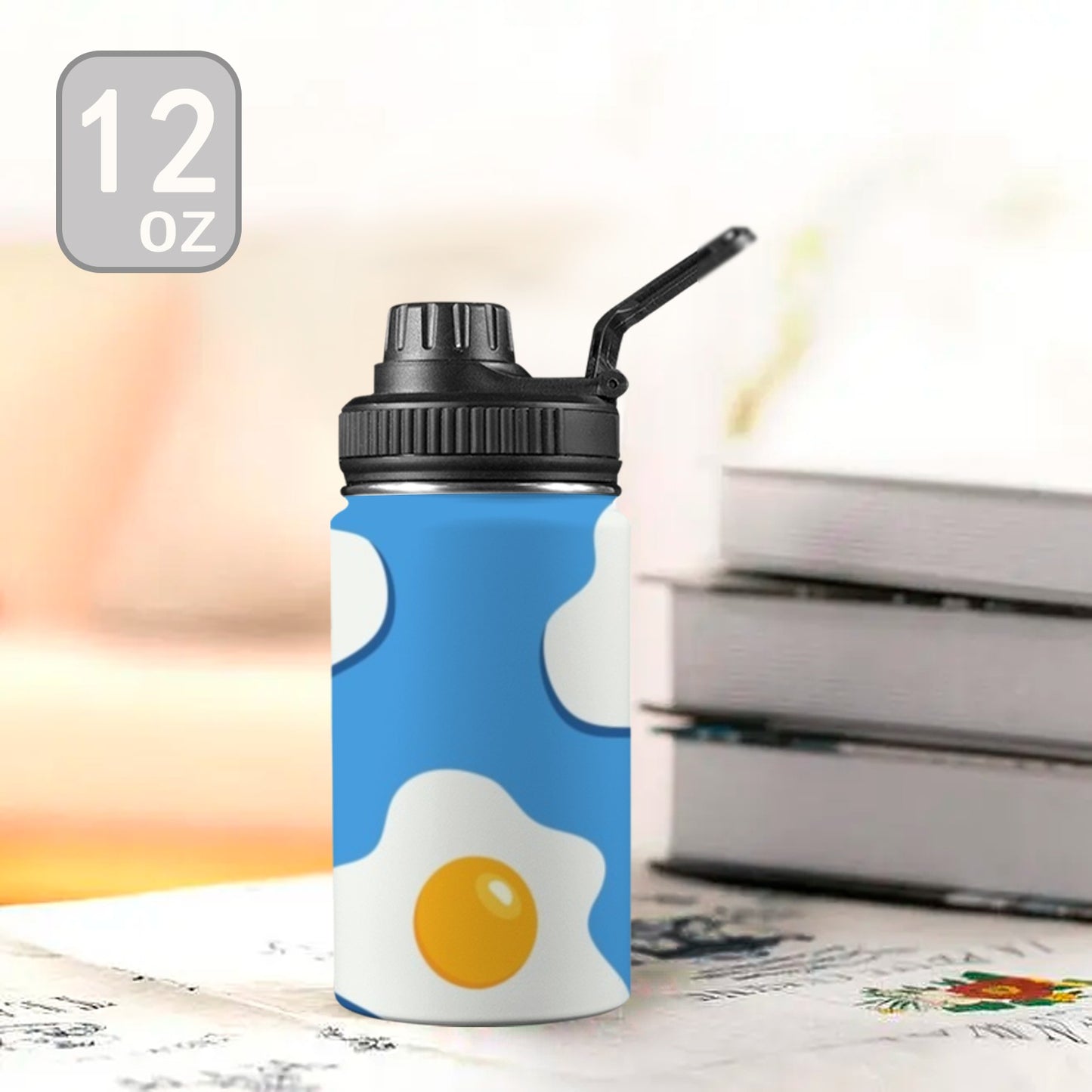 Fried Eggs - Kids Water Bottle with Chug Lid (12 oz)