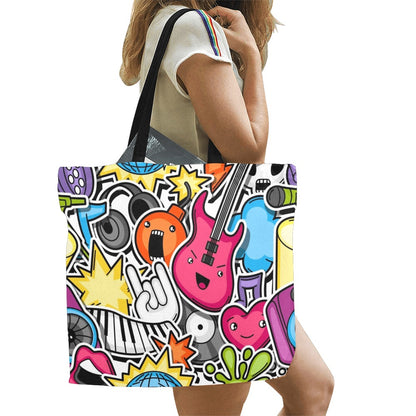 Sticker Music - Full Print Canvas Tote Bag Full Print Canvas Tote Bag