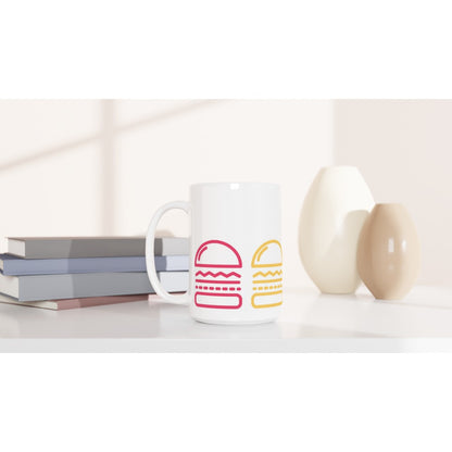 Burger, Burger, Burger - White 15oz Ceramic Mug 15 oz Mug food Globally Fulfilled