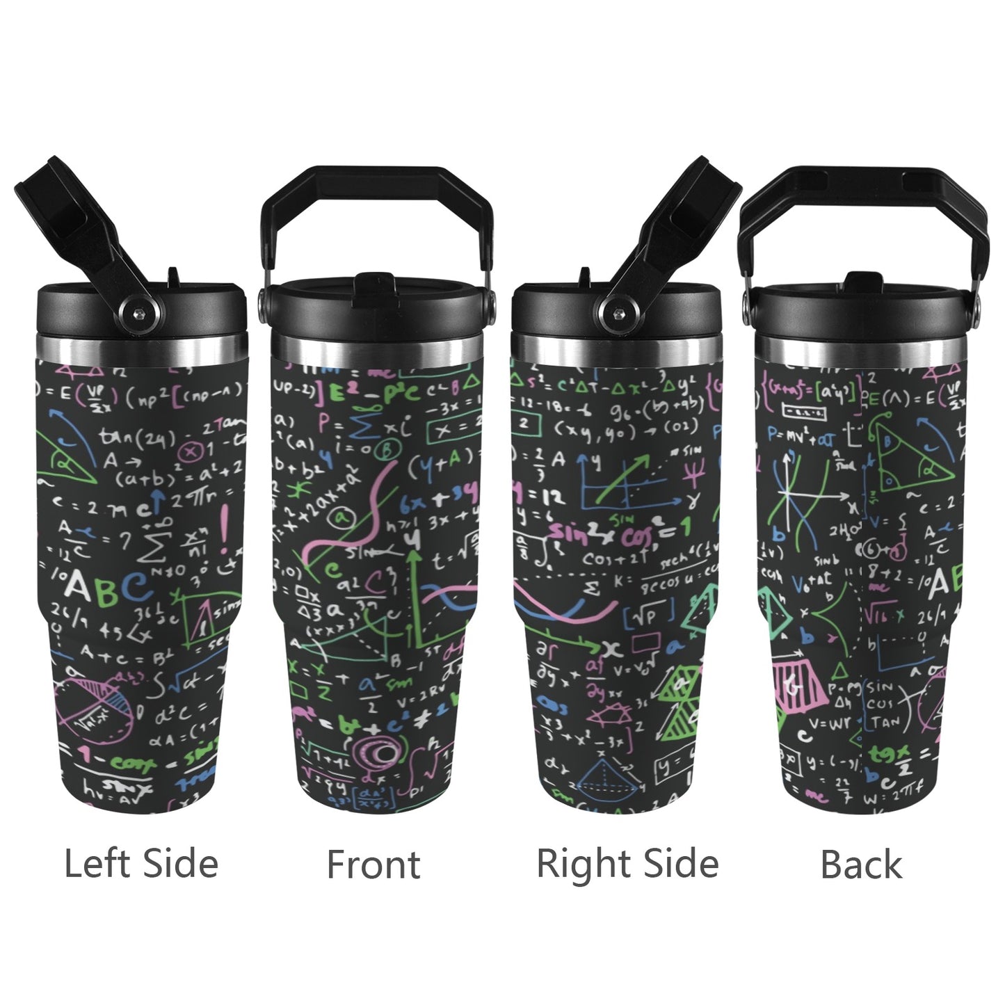 Equations In Green And Pink - 30oz Tumbler with Top Handle