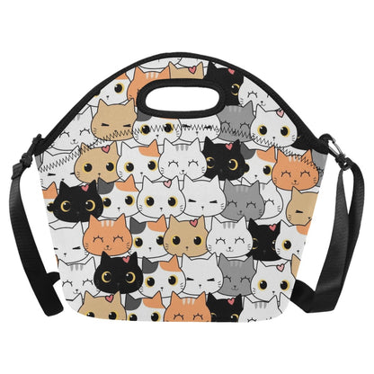 Cute Cartoon Cats - Neoprene Lunch Bag/Large