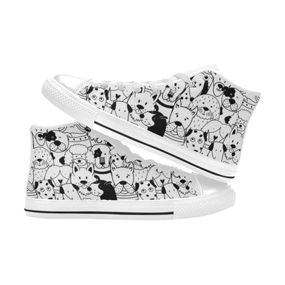 Black And White Dogs - Men's High Top Canvas Shoes