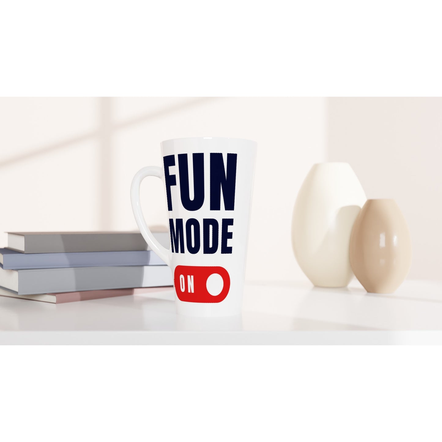 Fun Mode On - White Latte 17oz Ceramic Mug Latte Mug Funny Globally Fulfilled