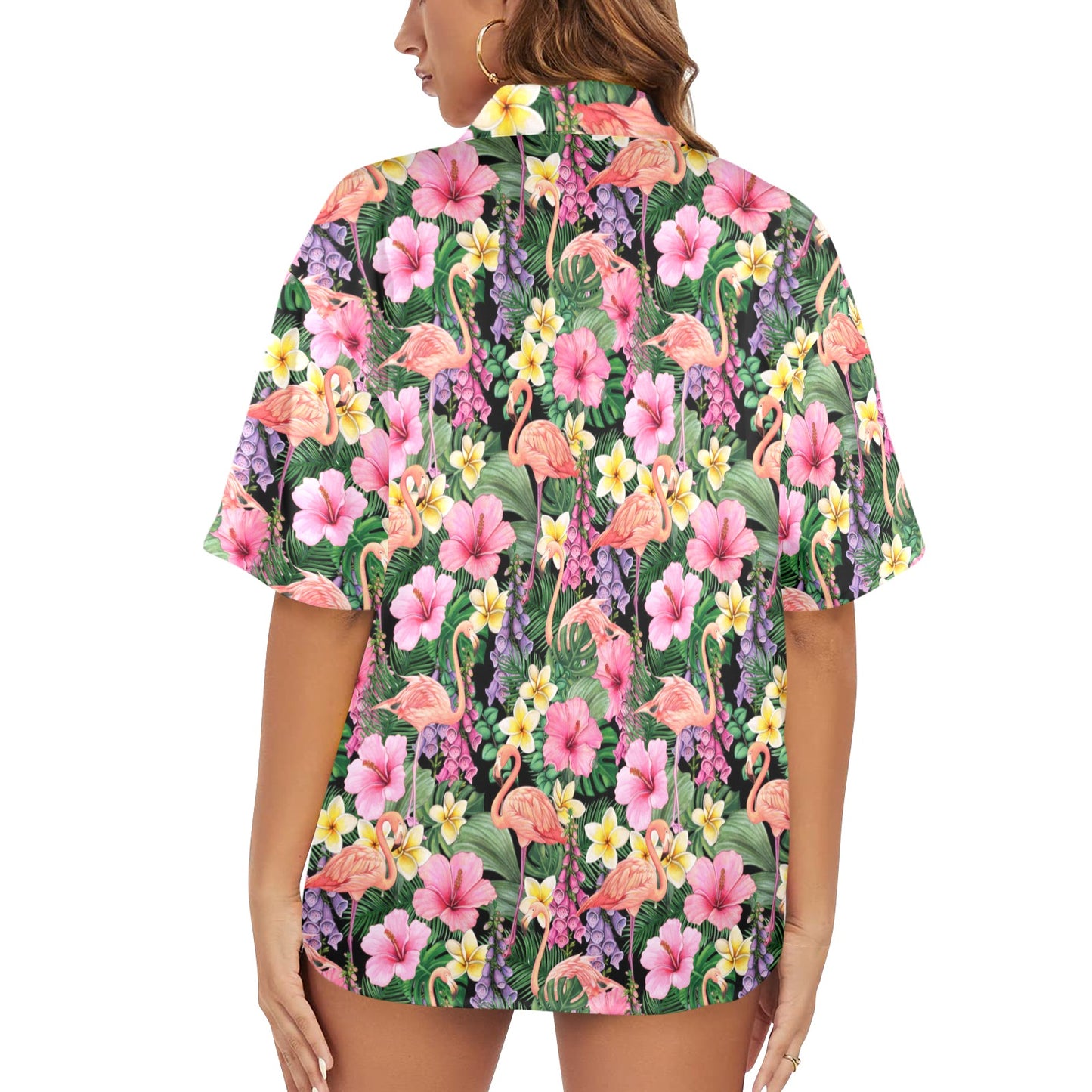 Flamingo Jungle - Womens Hawaiian Shirt