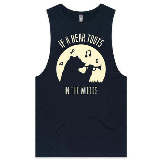 If A Bear Toots In The Woods, Trumpet Player - Mens Tank Top Tee Navy Mens Tank Tee