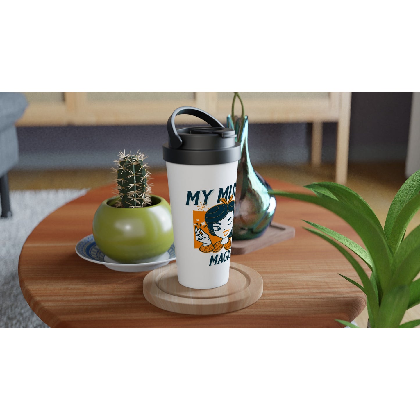 My Mum Is Magic - White 15oz Stainless Steel Travel Mug Travel Mug comic Globally Fulfilled Mum