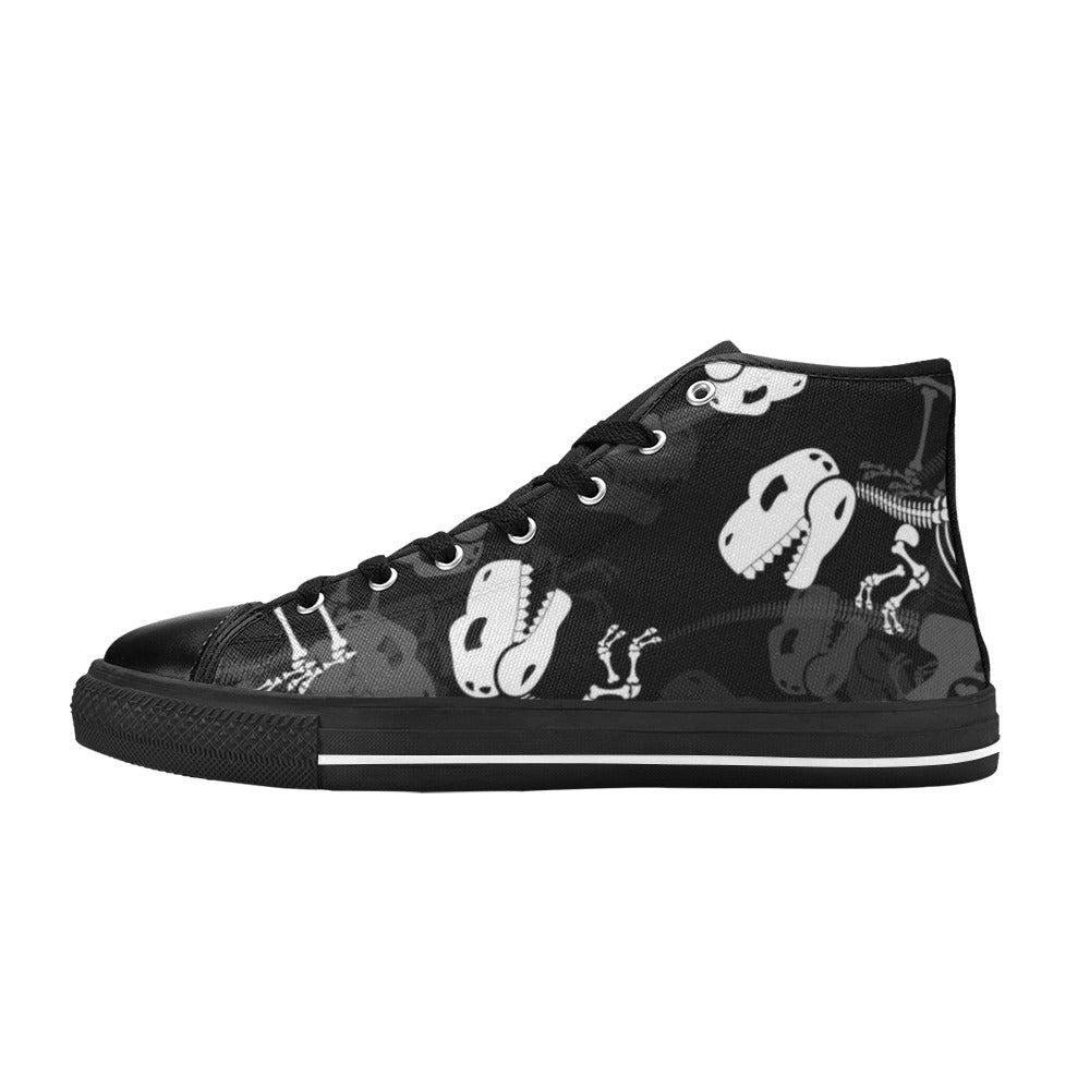 Dinosaur Skeleton - Men's High Top Canvas Shoes