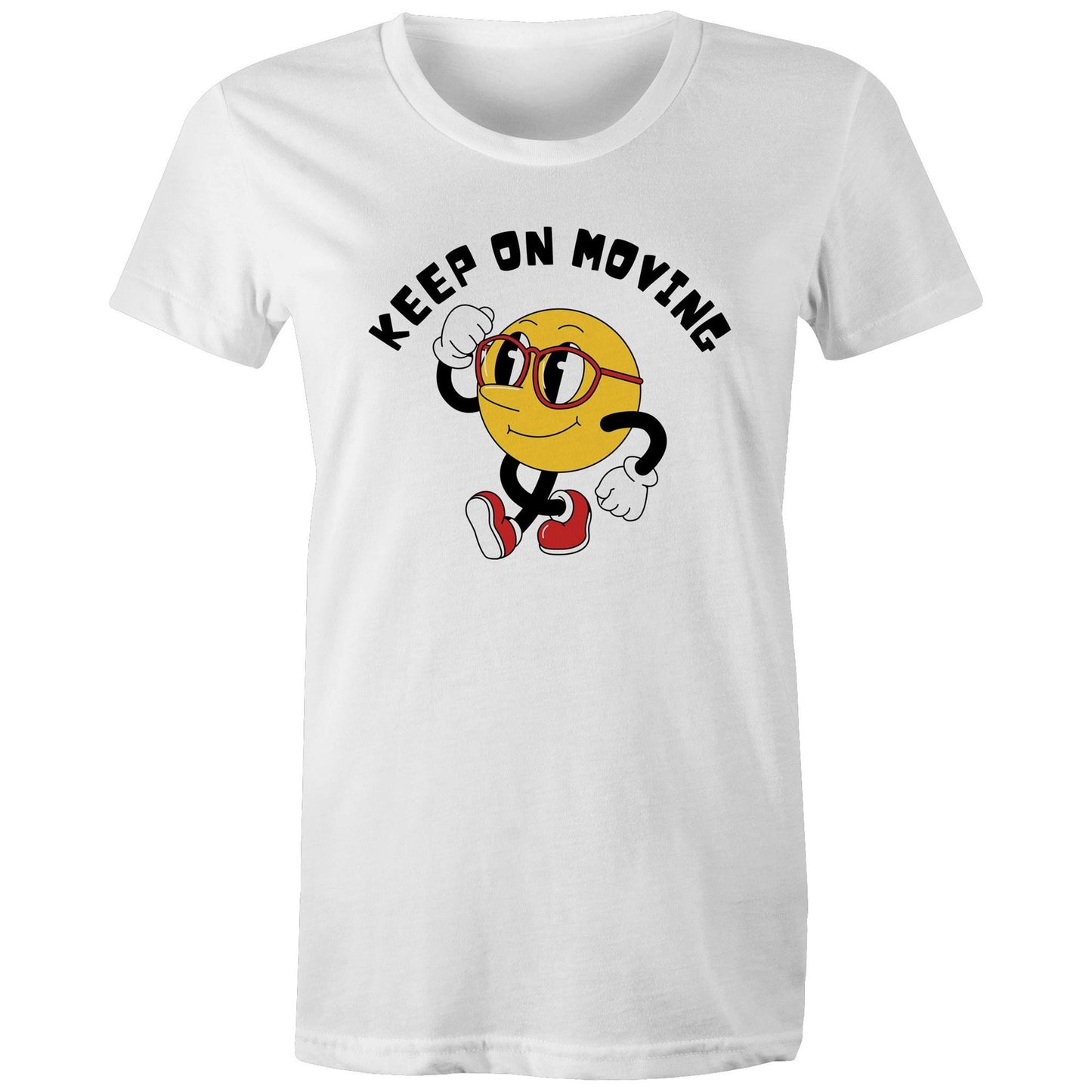 Keep On Moving - Womens T-shirt White Womens T-shirt Fitness Printed In Australia