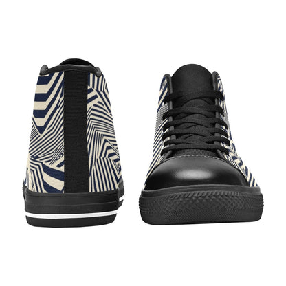 Crazy Lines - Men's High Top Canvas Shoes