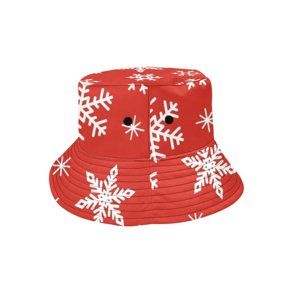 Red Snowflakes, Christmas - Womens Bucket Hat