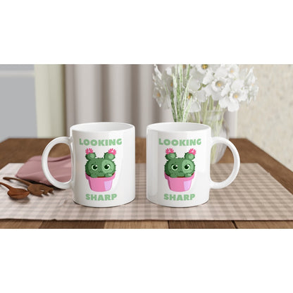 Cactus, Looking Sharp - White 11oz Ceramic Mug White 11oz Mug Globally Fulfilled Plants