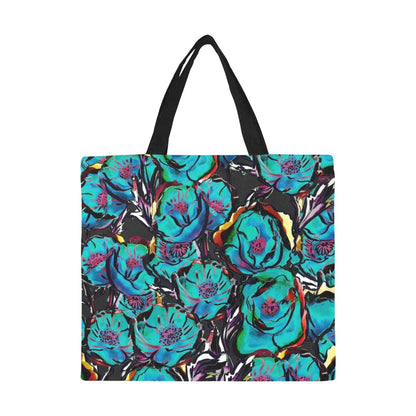 Flower It Blue - Full Print Canvas Tote Bag Full Print Canvas Tote Bag