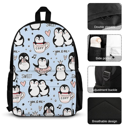 Penguin Love - School Backpack Three Piece Set