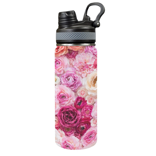 Pink Floral - Insulated Water Bottle with Dual-Use Lid (18oz) Insulated Water Bottle with Dual-Use Lid (18oz) Printed Offshore