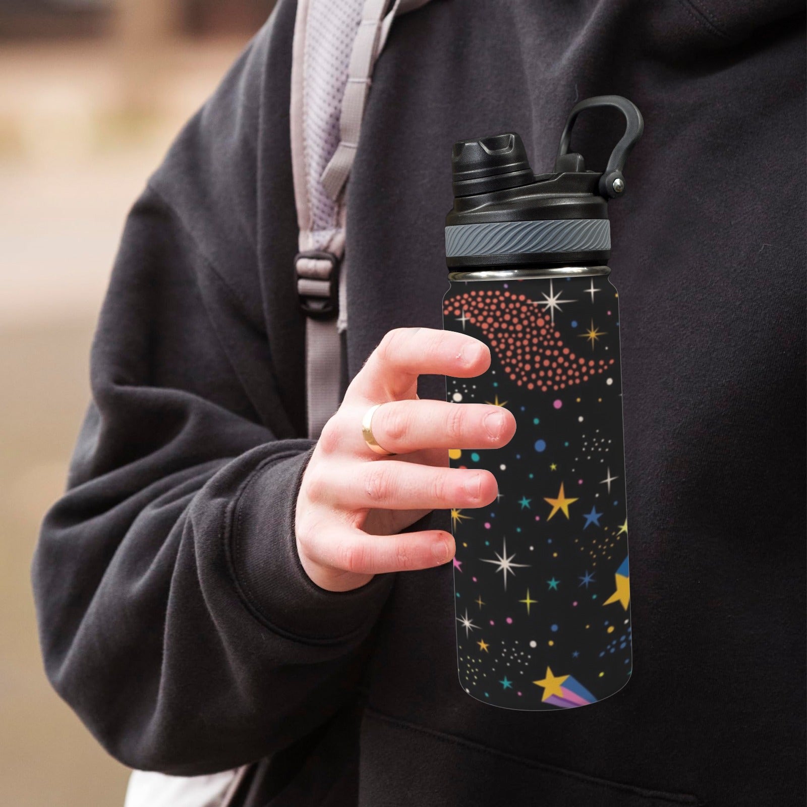 Colourful Space - Insulated Water Bottle with Dual-Use Lid (18oz) Insulated Water Bottle with Dual-Use Lid (18oz) Printed Offshore