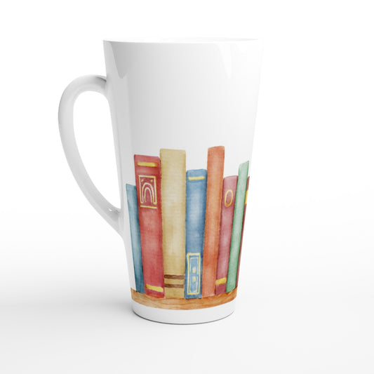 Books - White Latte 17oz Ceramic Mug Default Title Latte Mug Reading