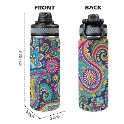 Blue Paisley - Insulated Water Bottle with Dual-Use Lid (18oz) Insulated Water Bottle with Dual-Use Lid (18oz) Printed Offshore