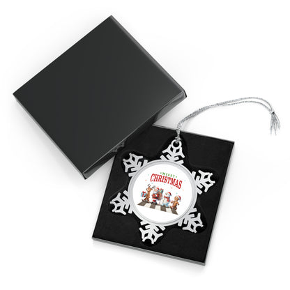 Fab Four, Merry Christmas - Pewter Snowflake Ornament