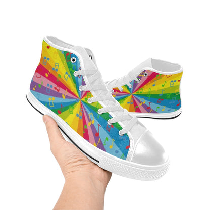 Rainbow Music - Women's High Top Canvas Shoes