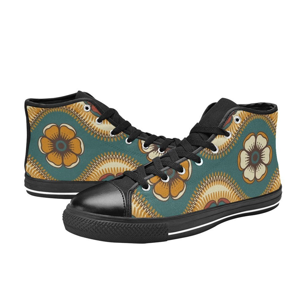 Vintage Floral - Men's High Top Canvas Shoes