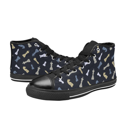 Chess Pattern - Men's High Top Canvas Shoes