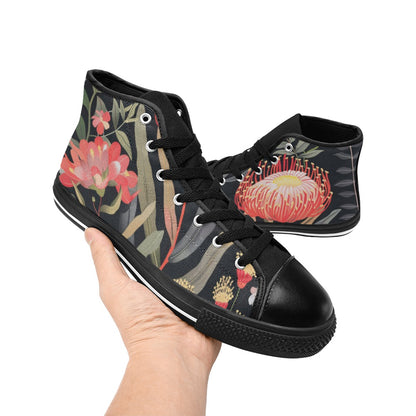 Australian Waratah Flower - Women's High Top Canvas Shoes