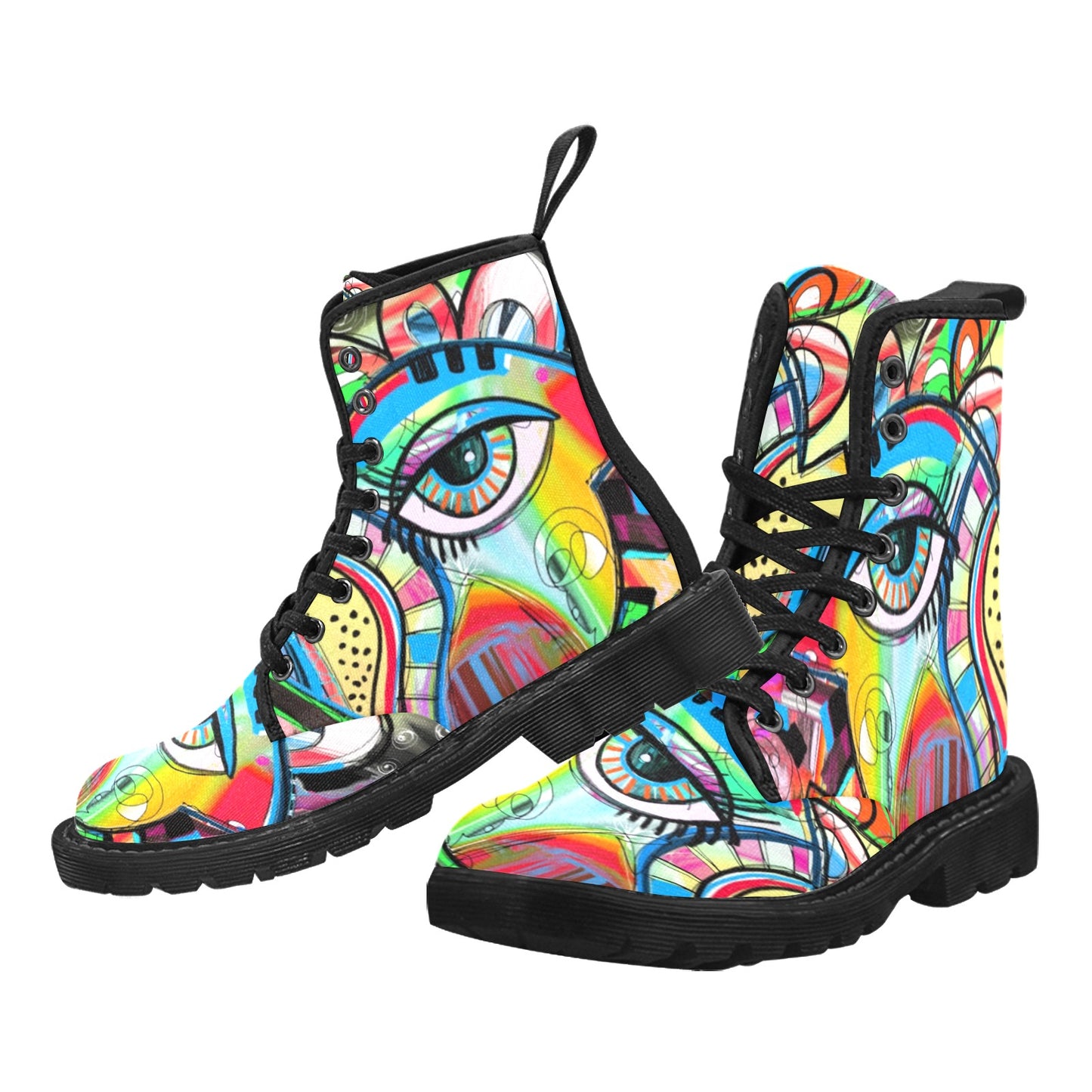 Graffiti Bird - Martin Boots for Women (Black)