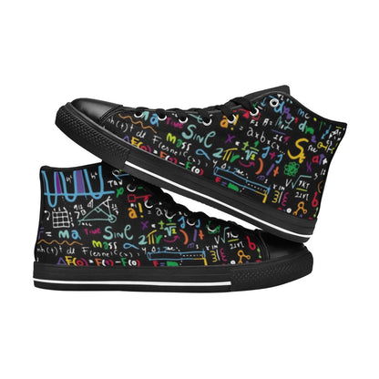 Math Scribbles - Men's High Top Canvas Shoes