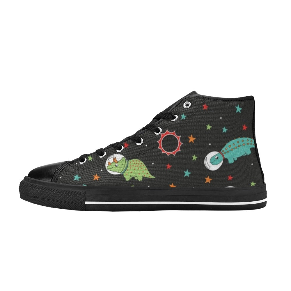 Astronaut Dinosaurs - Kids' High Top Canvas Shoes