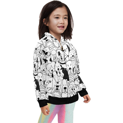 Black And White Dogs - Junior Girls Zip Up Hoodie