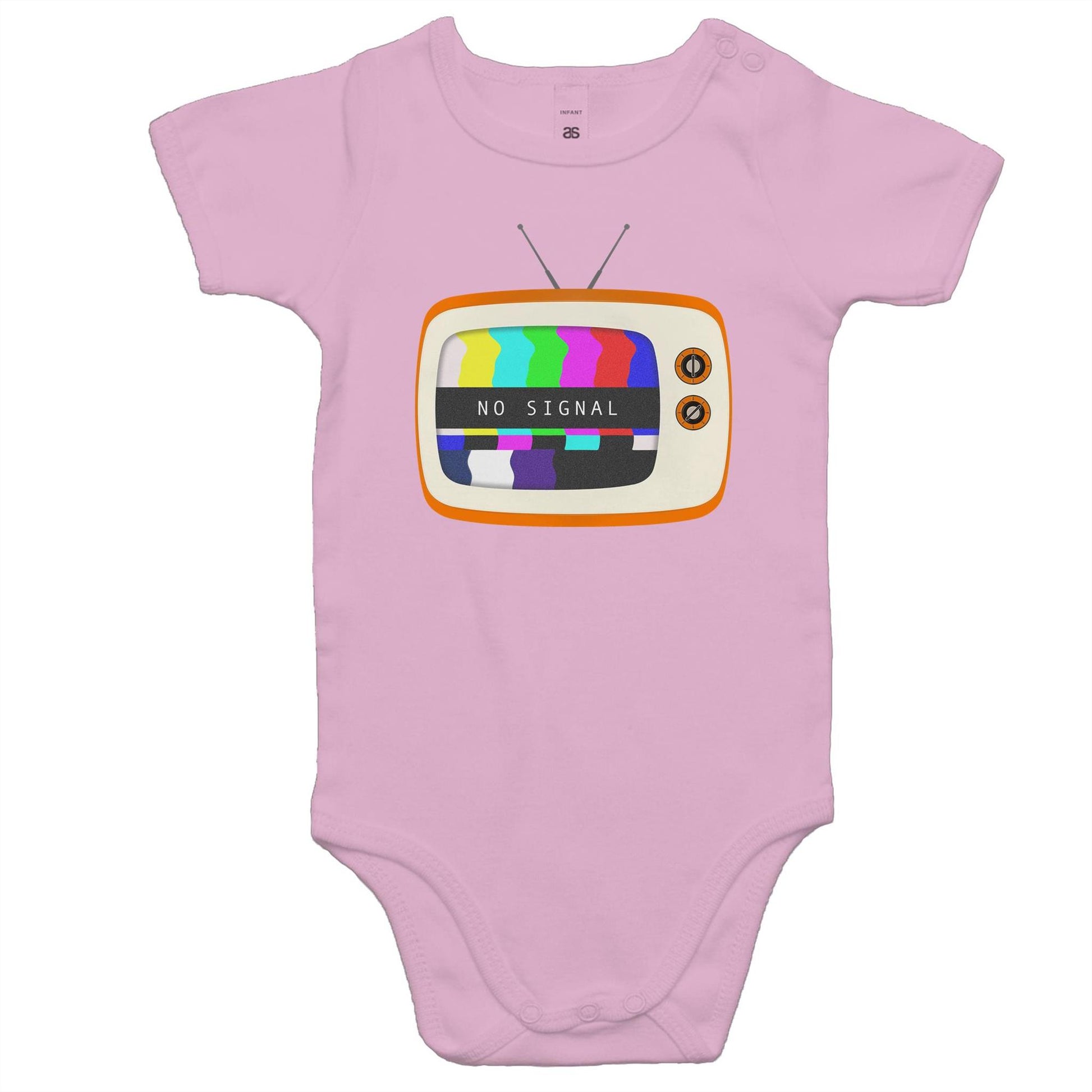 Retro Television, No Signal - Baby Bodysuit Pink Baby Bodysuit Retro