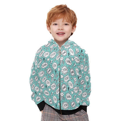 Comic Book Speech Bubbles - Junior Boys Zip Up Hoodie